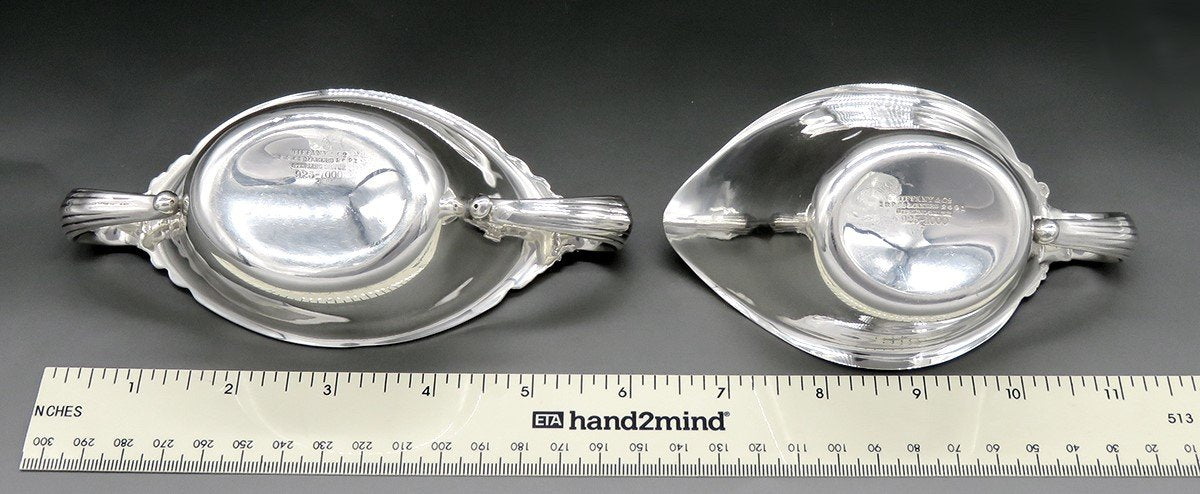 Antique c1895 Sterling Silver Tiffany Co Clover Thistle Creamer Sugar Bowl