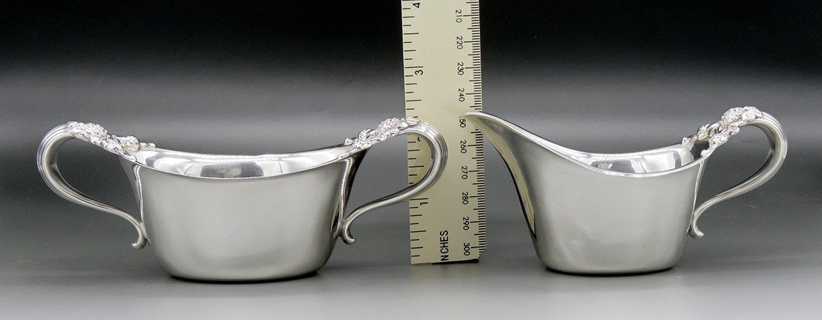 Antique c1895 Sterling Silver Tiffany Co Clover Thistle Creamer Sugar Bowl