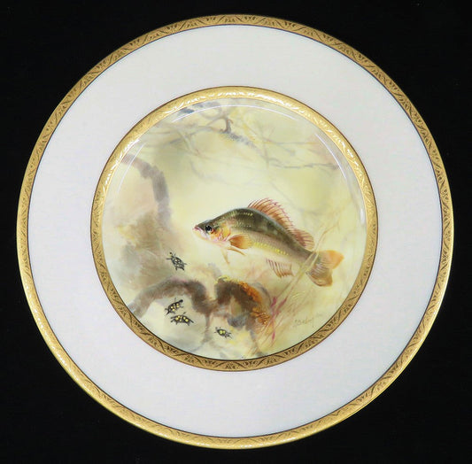 Antique Royal Doulton Tiffany Porcelain Handpainted Bass Fish Cabinet Plate