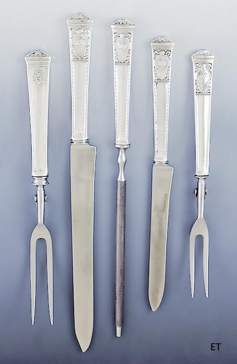 Fine Tiffany & Co Sterling Silver 5pc San Lorenzo Carving Set