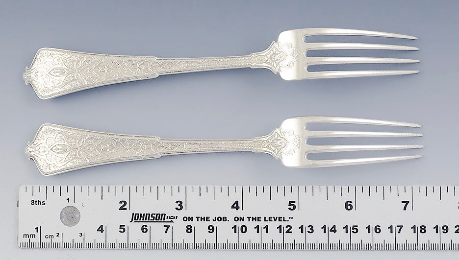 4 Antique Sterling Silver Tiffany & Co Persian 1872 Forks 7 1/4"