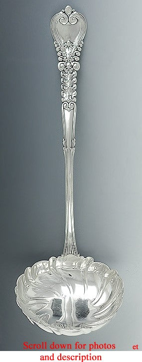 Large Antique Tiffany Florentine 1900 Sterling Silver Soup Punch Ladle