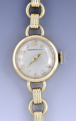 Tiffany 14k Gold Lady's Watch c1949 W/Original Bill Of Sale Cresarrow Case