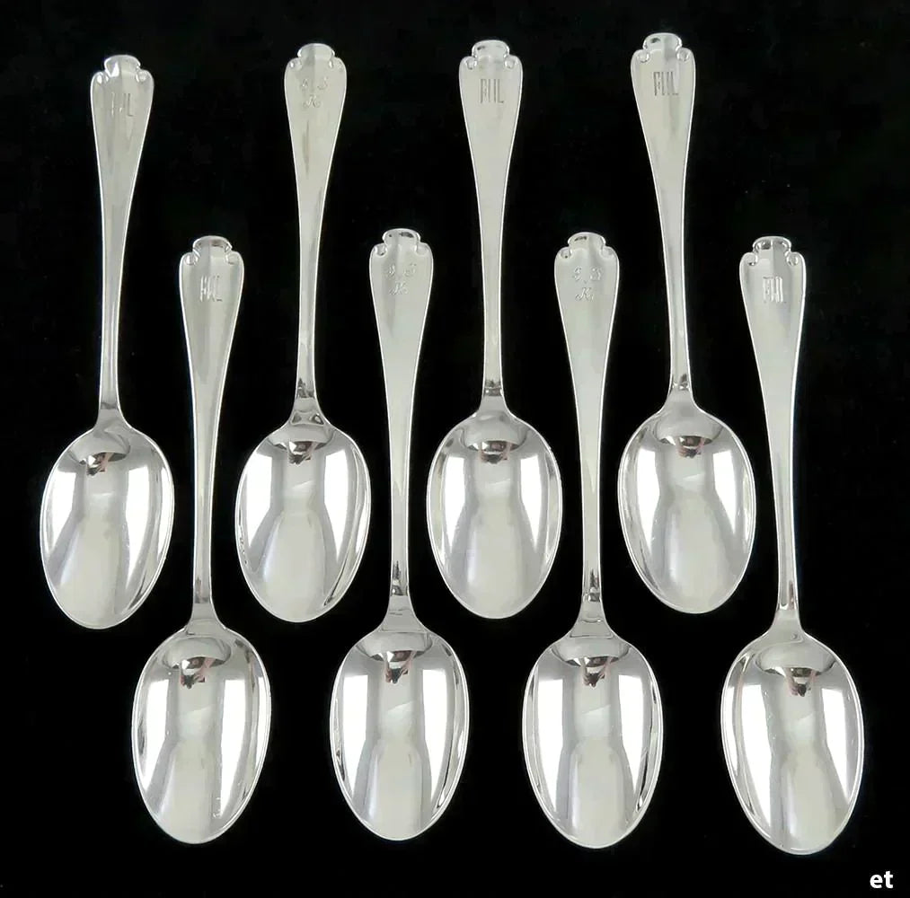 8 Vintage Tiffany & Co Flemish Sterling Silver Teaspoons