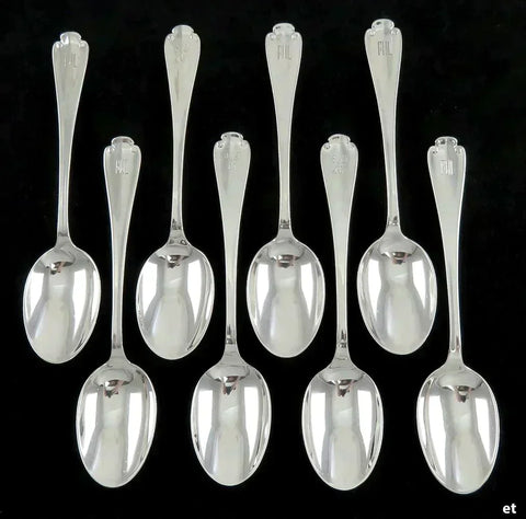 8 Vintage Tiffany & Co Flemish Sterling Silver Teaspoons