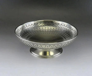 Antique c1920 Tiffany Sterling Silver Pierced Raised Pedestal Dish Bowl Compote