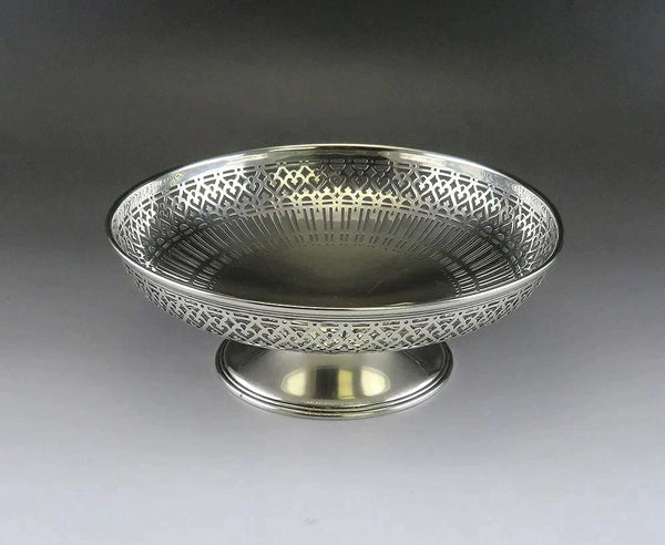 Antique c1920 Tiffany Sterling Silver Pierced Raised Pedestal Dish Bowl Compote