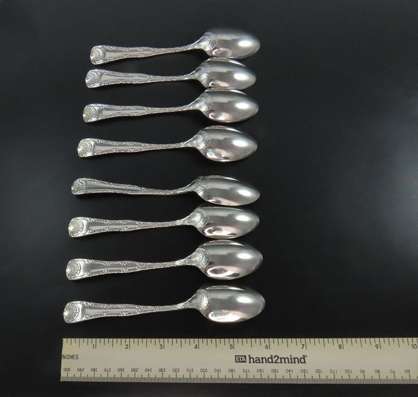 8 Set Fabulous Tiffany Co Wave Edge Sterling Silver Teaspoons 6 1/8"