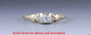 Antique c1900 14K Yellow Gold & Diamond Engagement Ring Size 9.25