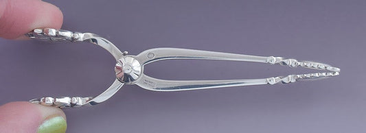 Fine Pair Georg Jensen Sterling Silver Acorn Sugar Nips / Small Tongs