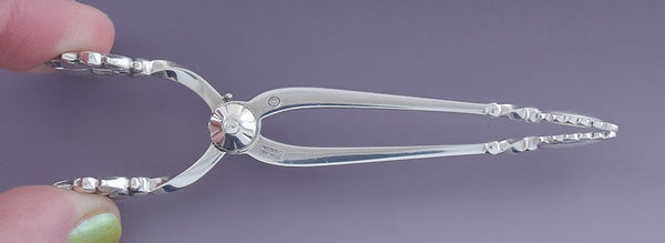 Fine Pair Georg Jensen Sterling Silver Acorn Sugar Nips / Small Tongs