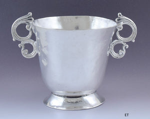 Neat Antique 1750s-1830s Spanish Colonial Silver Double Handle Cup Mug