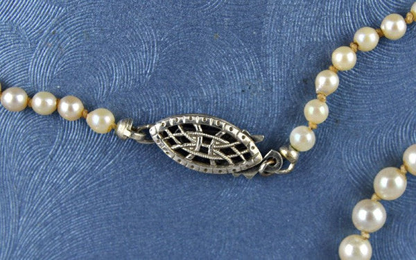 Genuine Pearl Necklace Sterling Silver Filigree Clasp