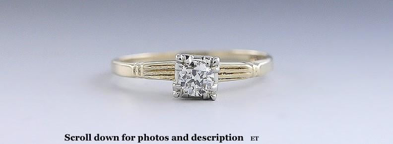 Classy c1930s 14k Gold Diamond Art Deco Solitaire Engagement Ring Size 6.5