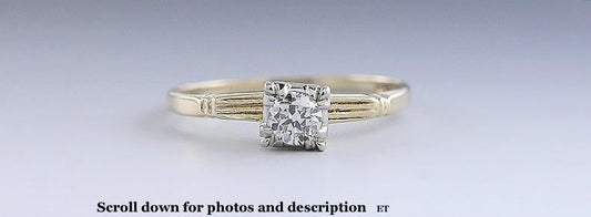 Classy c1930s 14k Gold Diamond Art Deco Solitaire Engagement Ring Size 6.5