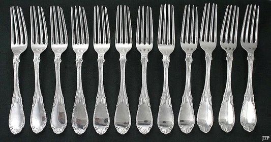 12 American Coin Silver Forks Smith & Chamberlain Mid 1800s