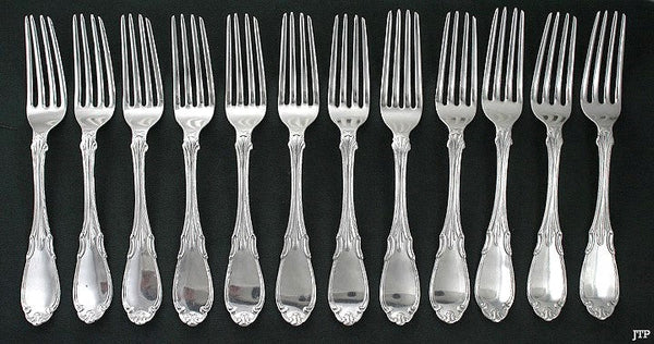 12 American Coin Silver Forks Smith & Chamberlain Mid 1800s
