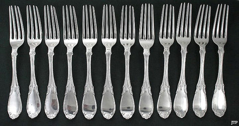 12 American Coin Silver Forks Smith & Chamberlain Mid 1800s