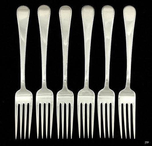 6 Quality 1960s Tuttle Sterling Silver Feather Edge Forks