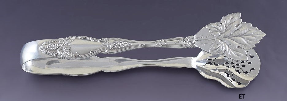 Rare Antique Int'l Sterling Silver Cloeta Grape Cluster Pastry Serving Tongs