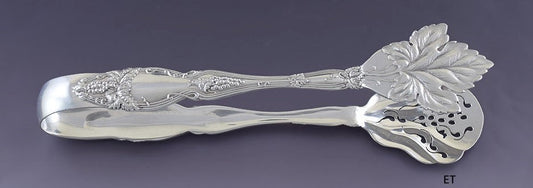 Rare Antique Int'l Sterling Silver Cloeta Grape Cluster Pastry Serving Tongs