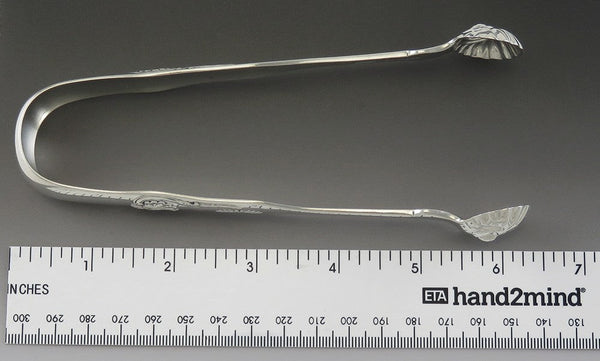 Antique American Coin Silver Newell Harding Boston MA Kings Tongs 6 1/4"