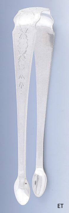 Rare 1780s American Coin Silver Hand Engraved Sugar Tongs / Nips