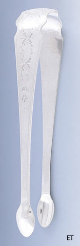 Rare 1780s American Coin Silver Hand Engraved Sugar Tongs / Nips