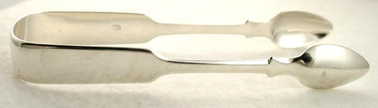 Quality 1812 Antique English Georgian Sterling Silver Fiddle Sugar Tongs