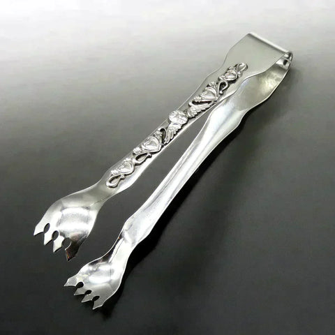 Vintage Silvercraft Sterling Silver Cherub Angel Heart Ice Tongs