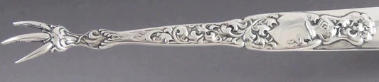 Antique Sterling Silver Whiting Heraldic 1880 Art Nouveau Claw Sugar Tongs