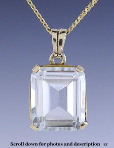 Dazzling Light Blue Topaz Pendant Necklace 14K Yellow Gold Setting and Chain