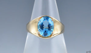 10k Yellow Gold Ring w/ Polished and Matte Finishes and Topaz Stone Size 7.75