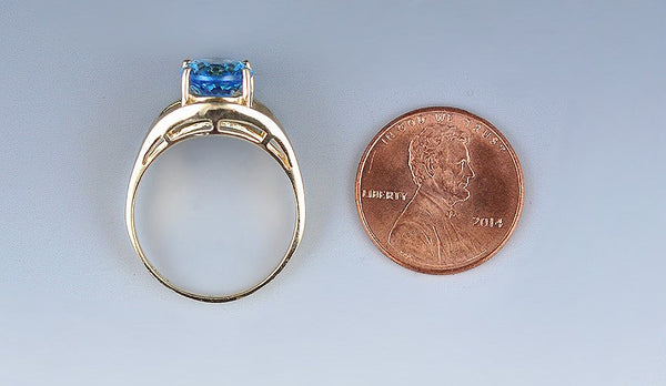 10k Yellow Gold Ring w/ Polished and Matte Finishes and Topaz Stone Size 7.75