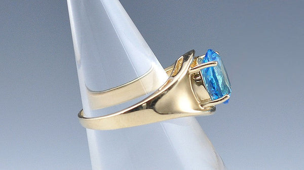 10k Yellow Gold Ring w/ Polished and Matte Finishes and Topaz Stone Size 7.75