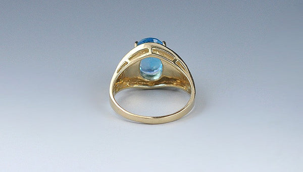 10k Yellow Gold Ring w/ Polished and Matte Finishes and Topaz Stone Size 7.75