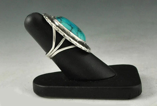 Great Sterling Silver and Genuine Turquoise Ring Size 6.75