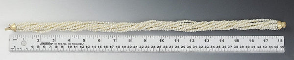 Wonderful 8 Strand Freshwater Pearl 14K Gold Torsade Necklace