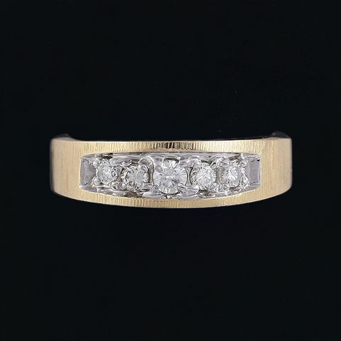 Eye Catching 14k Yellow Gold & Brilliant Diamond 5 Stone Ring