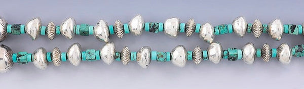 VTG Old Pawn Native American Sterling Silver & Turquoise Totem Pole Necklace
