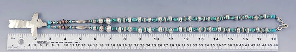 VTG Old Pawn Native American Sterling Silver & Turquoise Totem Pole Necklace