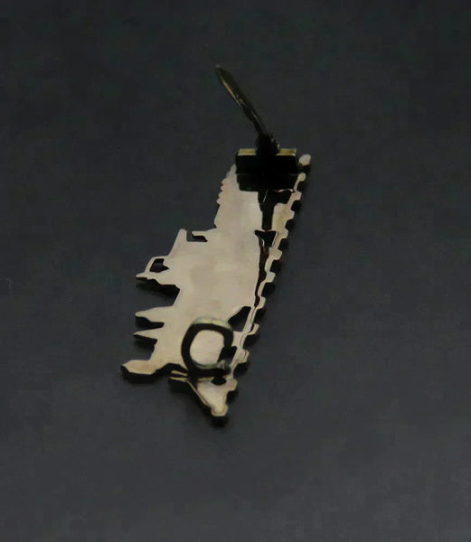 Superb 1850s-70s American 10k Yellow Gold Hand Engraved Custom Made Train Pin