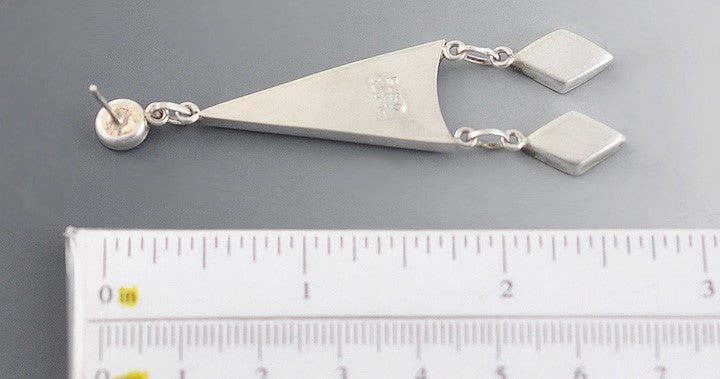 Pretty Geometric .925 Sterling Silver Earrings Lapis Lazuli 10.7 grams