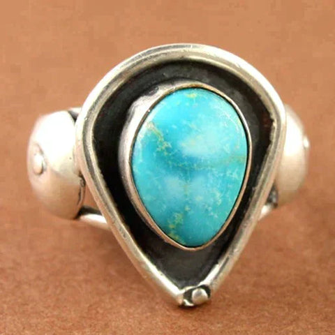 Native American Sterling Silver Blue Turquoise Ring Sz 6
