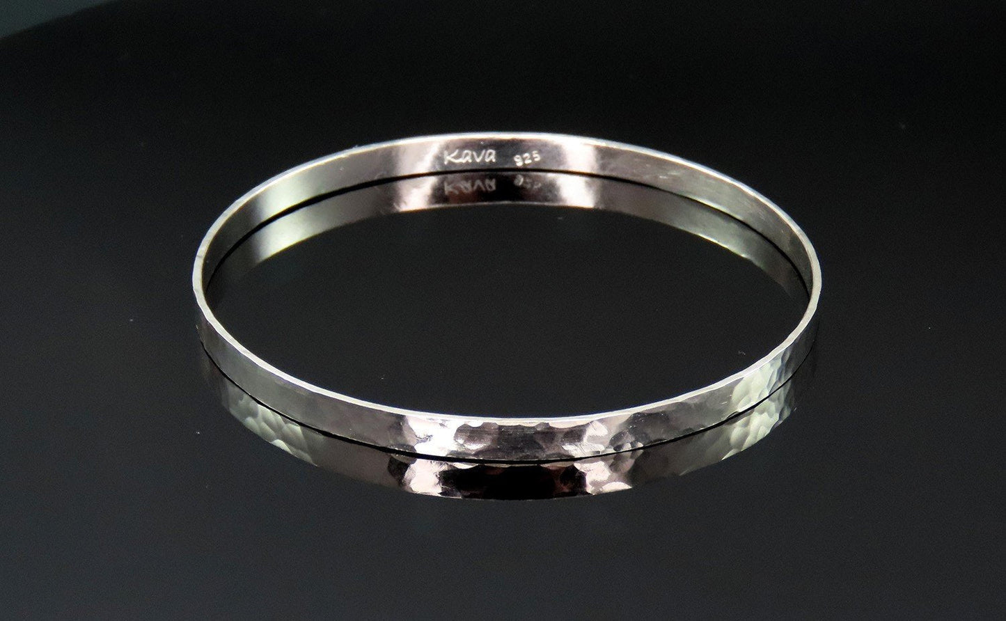 Beautiful Set 3 Sterling Silver Bangle Bracelets 7 3/4 inches
