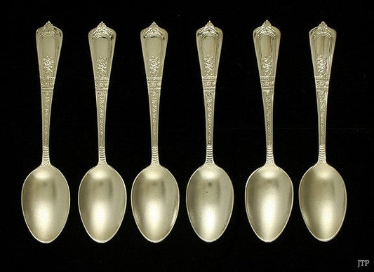 6 Antique Gorham Domestic 1881 Sterling Silver Demitasse Spoons 4 3/8"