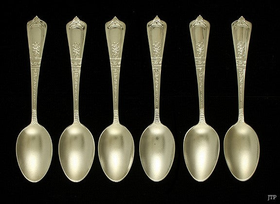 6 Antique Gorham Domestic 1881 Sterling Silver Demitasse Spoons 4 3/8"