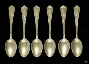 6 Antique Gorham Domestic 1881 Sterling Silver Demitasse Spoons 4 3/8"