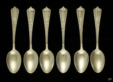 6 Antique Gorham Domestic 1881 Sterling Silver Demitasse Spoons 4 3/8"