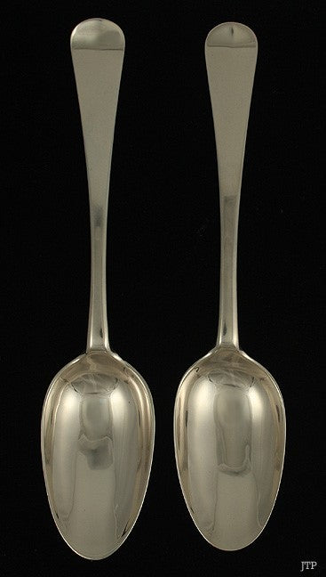 2 Antique 1760s 18th Century European Silver Table Serving Spoons